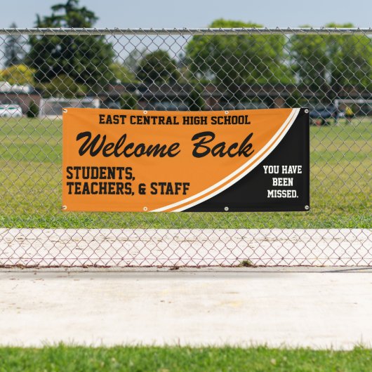 Custom Orange Welcome Back to School Banner (Insitu)