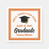 Custom Orange White Graduate 2025 Graduation Party Serviette (Vorderseite)