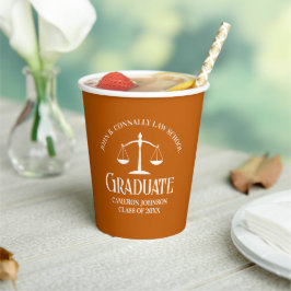 Custom Orange White Law School Graduation Party Pappbecher