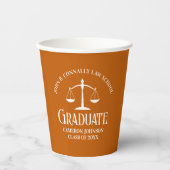Custom Orange White Law School Graduation Party Pappbecher (Vorderseite)