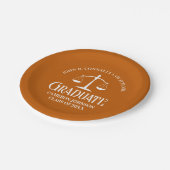 Custom Orange White Law School Graduation Party Pappteller (Schrägansicht)