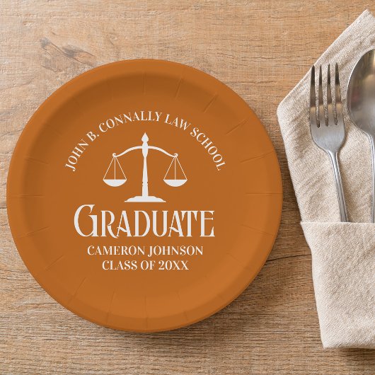 Custom Orange White Law School Graduation Party Pappteller