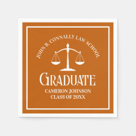Custom Orange White Law School Graduation Party Serviette