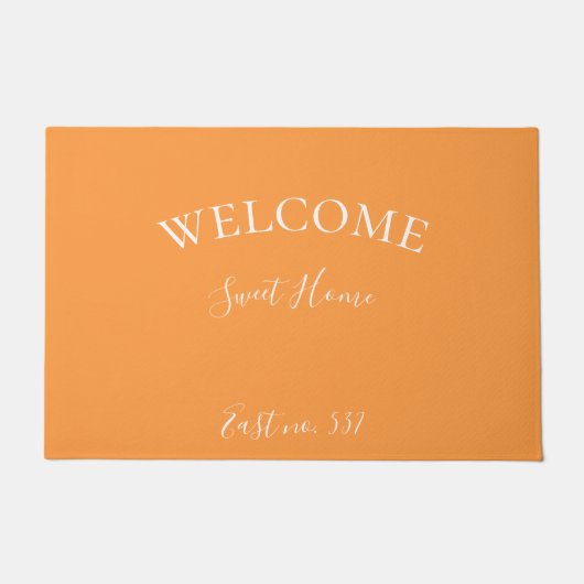 Custom Orange White Modern Welcome Doormat Fußmatte (Vorderseite)