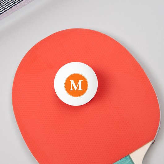 Custom Orange White Monogrammed Table Tennis Beer Tischtennisball