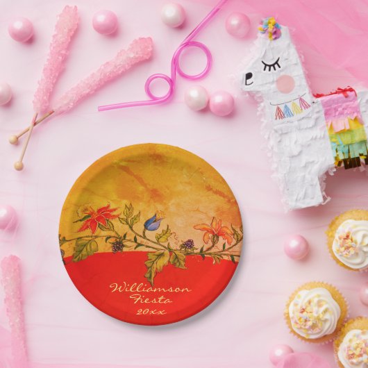 Custom Orange Yellow Fiesta Cinco de Mayo Pappteller (Party)