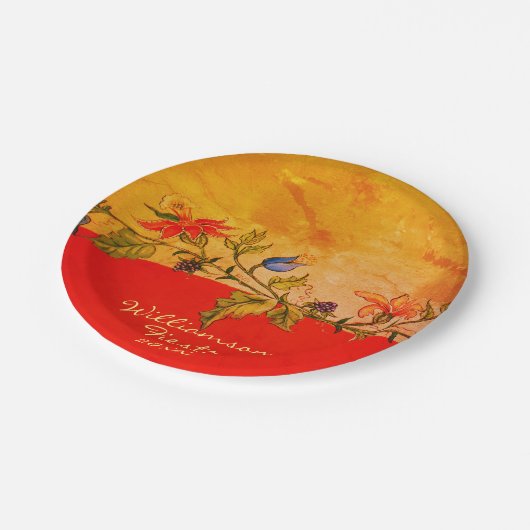 Custom Orange Yellow Fiesta Cinco de Mayo Pappteller (Schrägansicht)