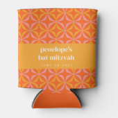 Custom Orange Yellow Retro Typografie Bat Mitzvah Dosenkühler (Vorderseite)