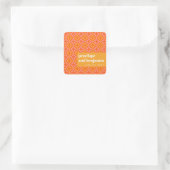 Custom Orange Yellow Retro Typografy Wedding Quadratischer Aufkleber (Tasche)