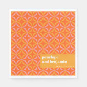 Custom Orange Yellow Retro Typografy Wedding Serviette (Vorderseite)