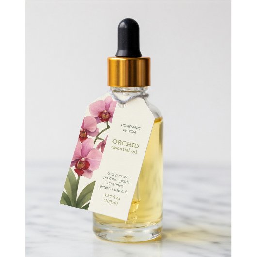 Custom Orchid Essential Oil Business Tag Geschenkanhänger