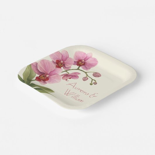 Custom Orchid Floral Pappteller (Gewinkelt)
