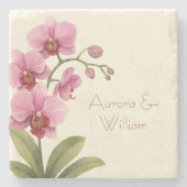 Custom Orchid Floral Stone Coaster Steinuntersetzer (Vorderseite)