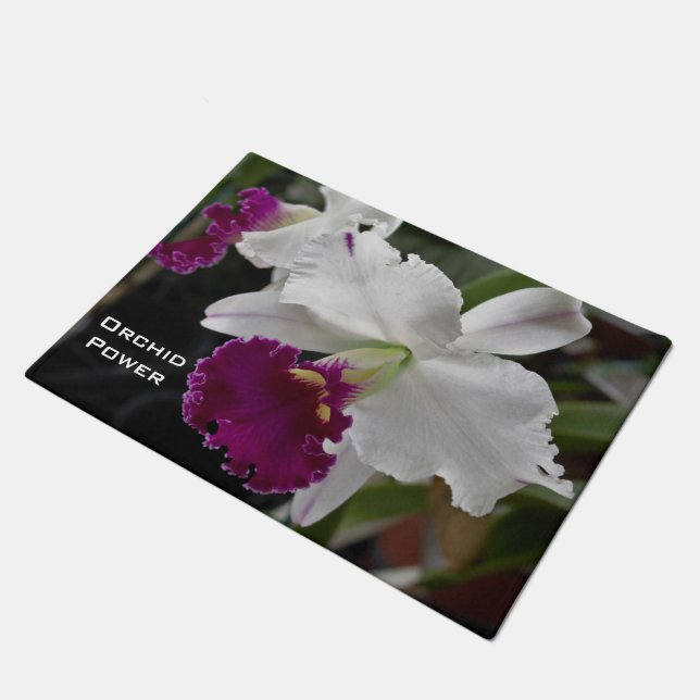 Custom Orchid Power Door Mat Fußmatte (Schrägansicht)