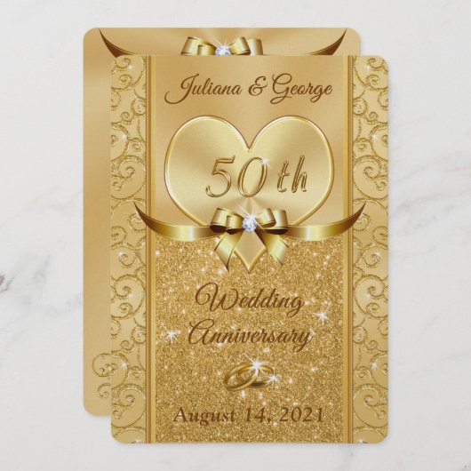 CUSTOM Order 50 Jahre Anniversary Einladungen Juli (Vorne/Hinten)