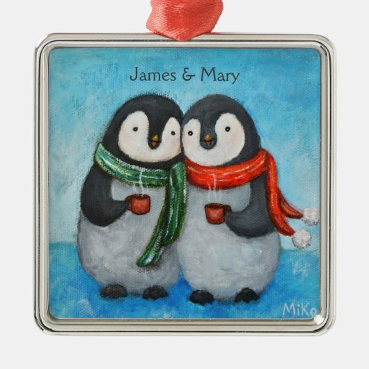 Custom Ornament First Christmas Zusammen Pinguine (Vorne)