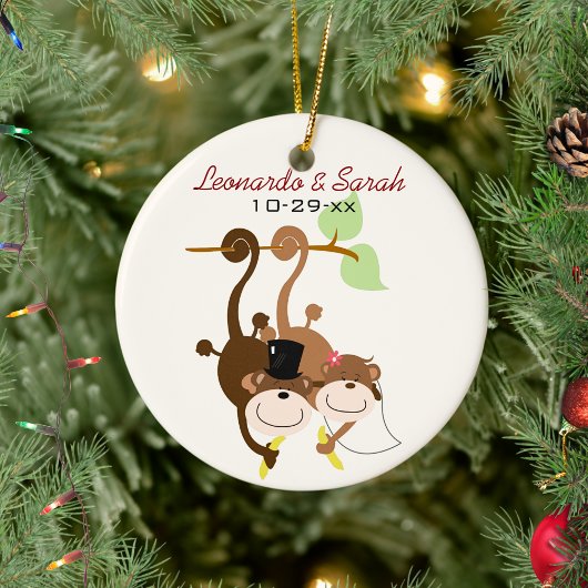 Custom Ornament of Monkey Couple Circle
