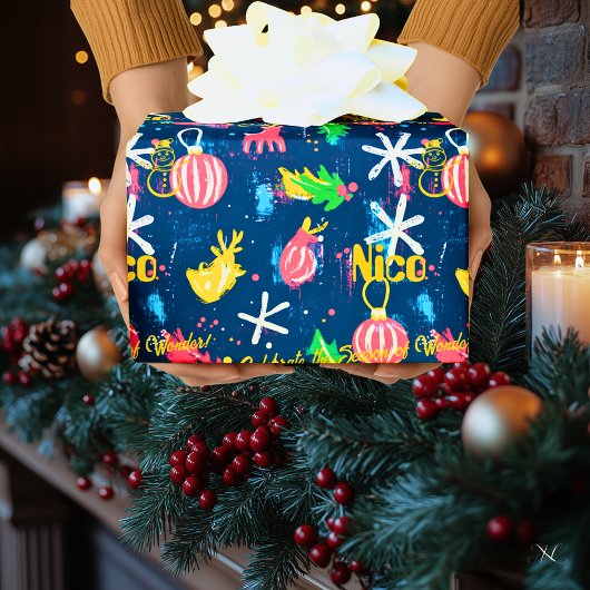 Custom Ornamente und Reindeer Weihnachten Geschenkpapier