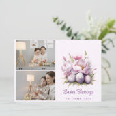 Custom | Ostersegnung | Ostereier und Blume Feiertagskarte (Stehend Vorderseite)