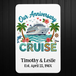 Custom Our Anniversary Faux Embroidery Cruise Door Magnet