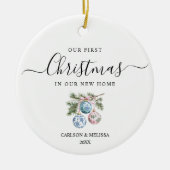 Custom Our First Christmas Chinoiserie Bauble Keramik Ornament (Vorne)