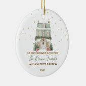 Custom Our First Christmas New Home Gold Snowflake Keramik Ornament (Rechts)
