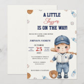 Custom Our Little Slugger Baseball Baby Shower Einladung (Vorne/Hinten)