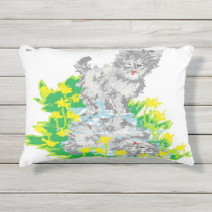 Custom Outdoor Accent Pillow 16" x 12" Kitten Kissen Für Draußen