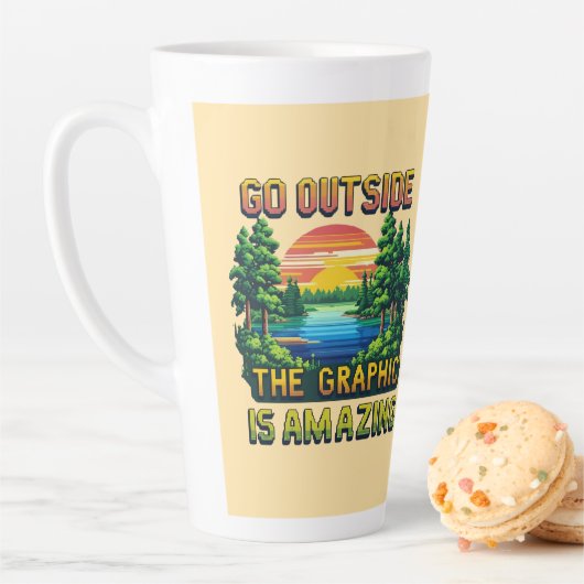 Custom Outdoor Nature Scene Pixel Art Graphic  Milchtasse (Beispiel)