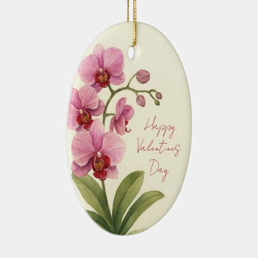 Custom Oval Ceramic Ornament with Orchid Flower (Rechts)