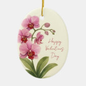 Custom Oval Ceramic Ornament with Orchid Flower (Vorne)