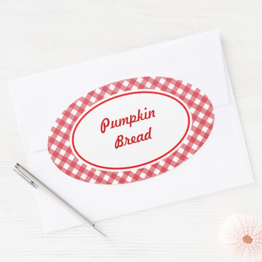 Custom Oval Gingham Kitchen Baking Stickers (Umschlag)