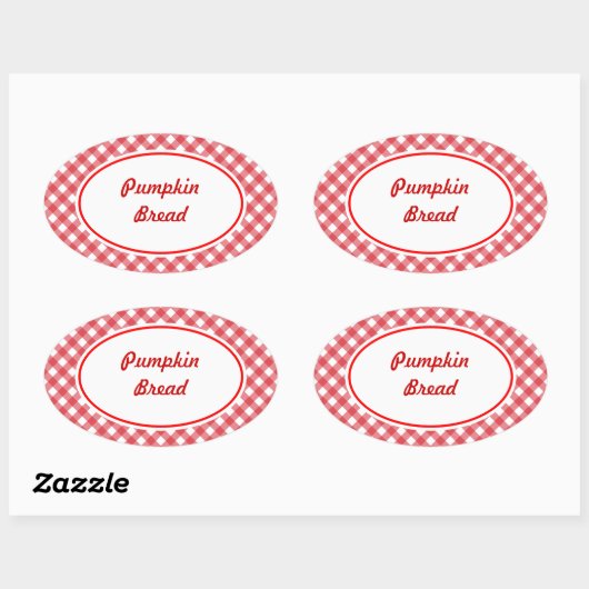 Custom Oval Gingham Kitchen Baking Stickers (Blatt)