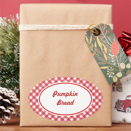 Custom Oval Gingham Kitchen Baking Stickers (Feiertag)