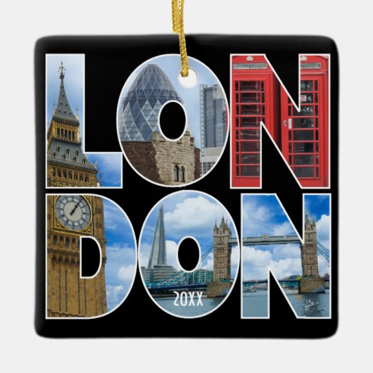 Custom Own Foto London Europe City Typografie Keramikornament (Vorderseite)
