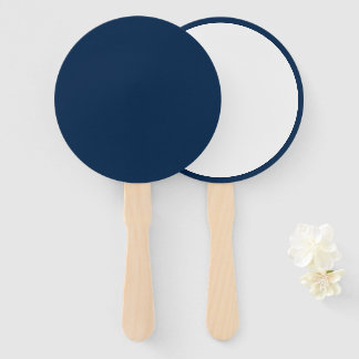 Custom Oxford Blue + White Round Event Fans Fächer