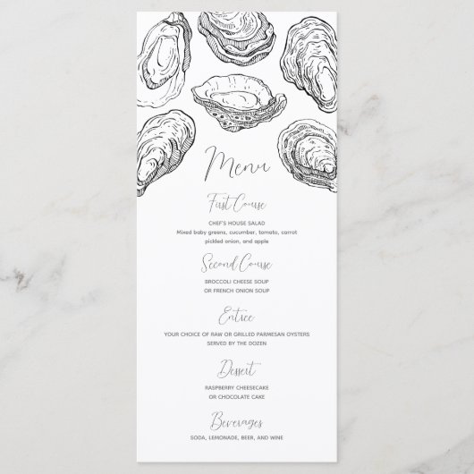 Custom Oyster Party Wedding Menu Menükarte (Vorderseite)