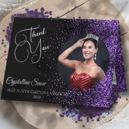 Custom Pageant Thank You Cards | Purple Glitter Dankeskarte