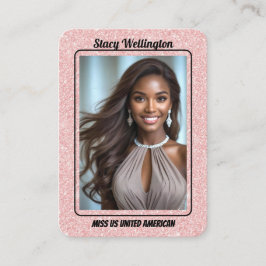 Custom Pageant Trading Cards | Rose Gold Glitter Visitenkarte