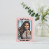 Custom Pageant Trading Cards | Rose Gold Glitter Visitenkarte (Stehend Vorderseite)