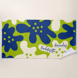 Custom Paint Blue und Green Blume Bachelorette Strandtuch