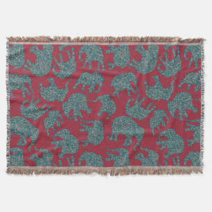 Custom Paisley Elefanten auf Deep Red Throw Blanke Decke