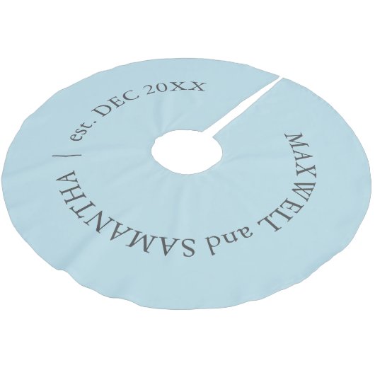 Custom Pale Blue Christmas Tree Skirt Polyester Weihnachtsbaumdecke (Schrägansicht)