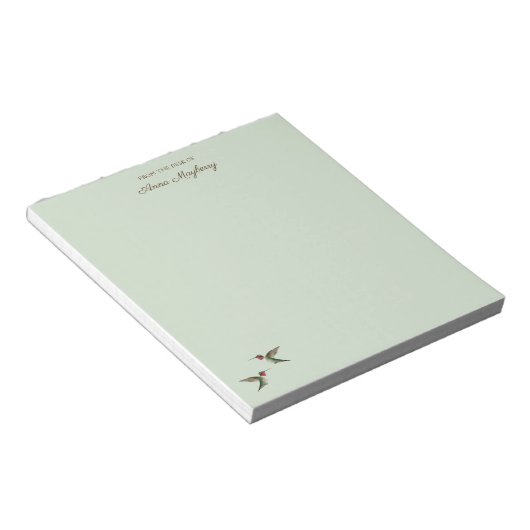 Custom Pale Green Hummingbird Notepad Notizblock (angewinkelt)