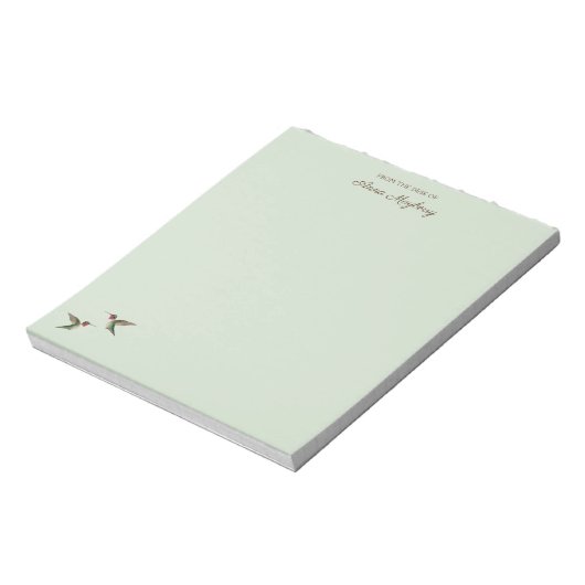 Custom Pale Green Hummingbird Notepad Notizblock (Rotiert)