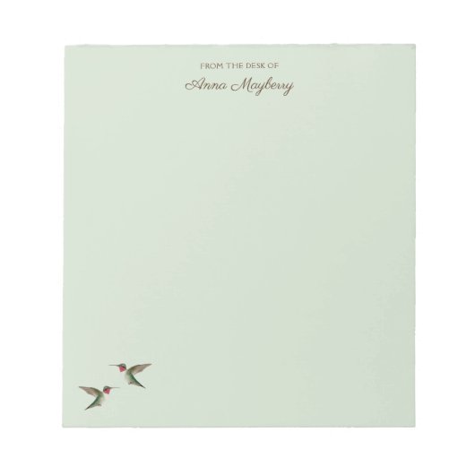 Custom Pale Green Hummingbird Notepad Notizblock (Vorderseite)