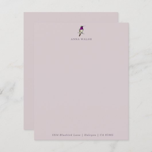 Custom Pale Lilac Hummingbird Stationspapier (Vorne/Hinten)