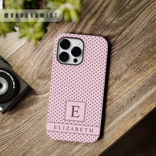 Custom Pale Pastell Pink Brown Polka Dot Case-Mate iPhone Hülle
