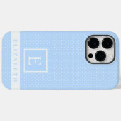 Custom Pale Sky Blue White Polka Dot Design Case-Mate iPhone Hülle (Rückseite (Horizontal))