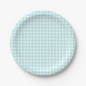 Custom Pale Turquoise Gingham Pappteller (Vorderseite)